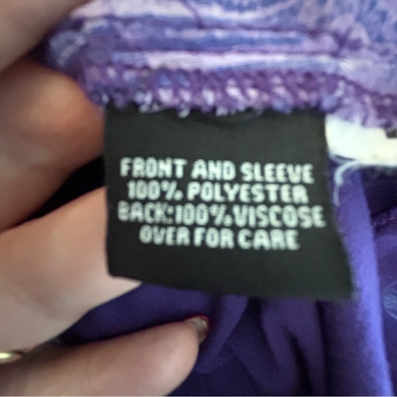 Relativity purple pattern button down blouse FLAW Size 1X - Picture 7 of 11